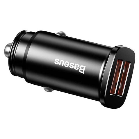 Автомобільний зарядний пристрій  Baseus Square metal A+A 30W USB-A Black
