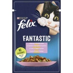 Вологий корм для кішок Purina Felix Fantastic з фореллю та зеленими бобами в желе 85 г (7613039841617)