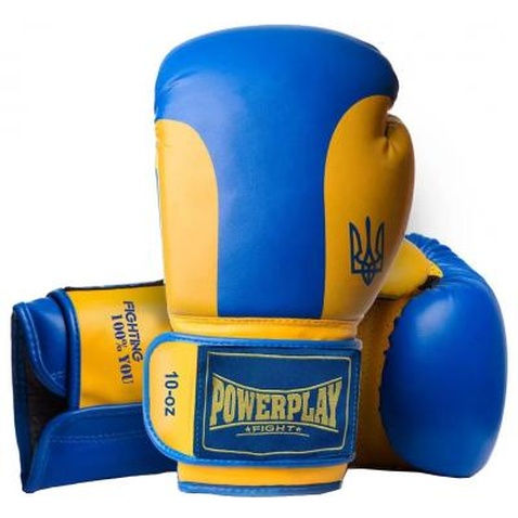 Боксерські рукавички PowerPlay 3021 Ukraine 16oz Blue/Yellow (PP_3021_16oz_Blue-Yellow)