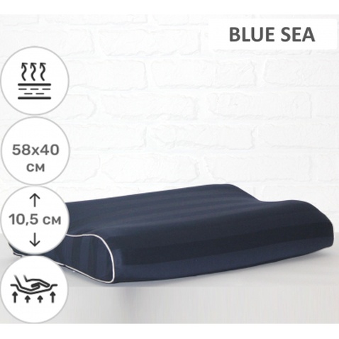 Подушка MirSon ортопедична 6006 Noble stripe Blue sea 58х40х10.5 (2200003260946)