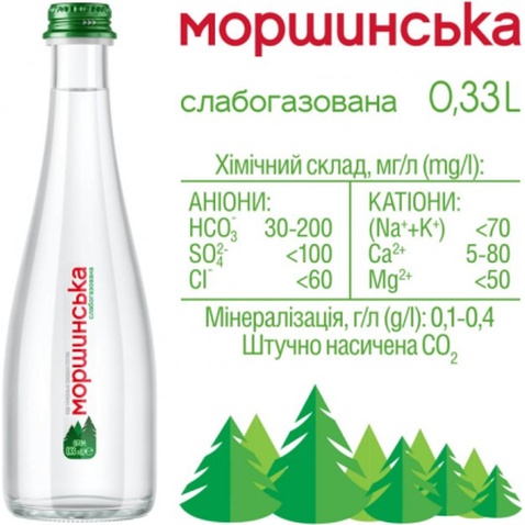 Мінеральна вода Моршинська Преміум 0.33 сл/газ скл. (4820017000598)