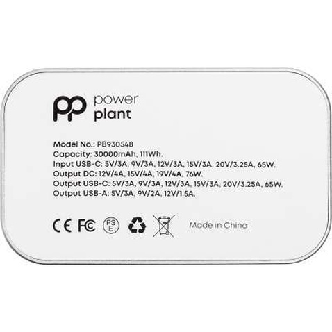 Батарея універсальна PowerPlant 30000mAh, PD/76W, QC/3.0, DC 12-19V, USB-C(65W Max), USB-A (PB930548)