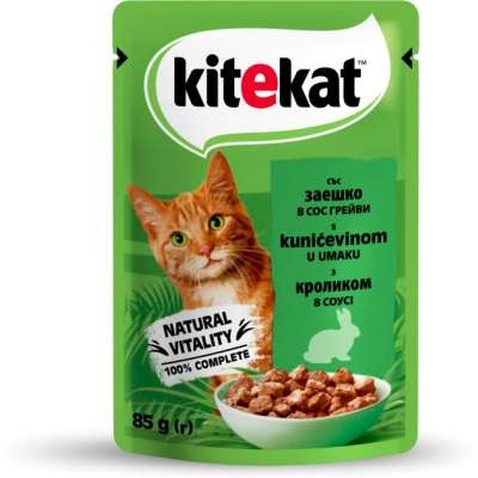 Вологий корм для кішок Kitekat з кроликом у соусі 85 г (5900951307324)