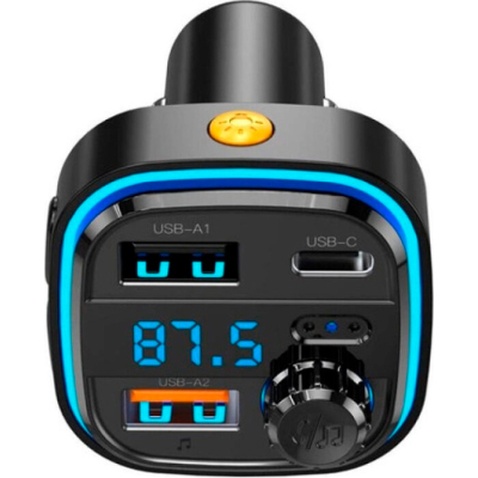 FM модулятор XO BCC08 автомобільний зарядний пристрій MP3/PD/2USB/3,1A Чорни (XO-BCC08)
