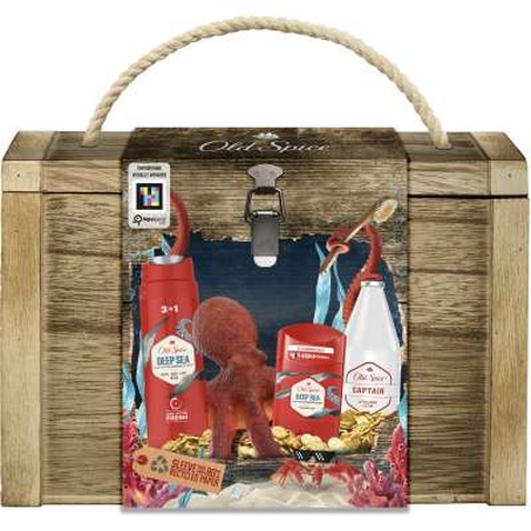Набір косметики Old Spice Твердий дезодорант Deep Sea + Гель для душу 3-в-1 Deep Sea + Лосьйон після гоління Captain (8700216131421)
