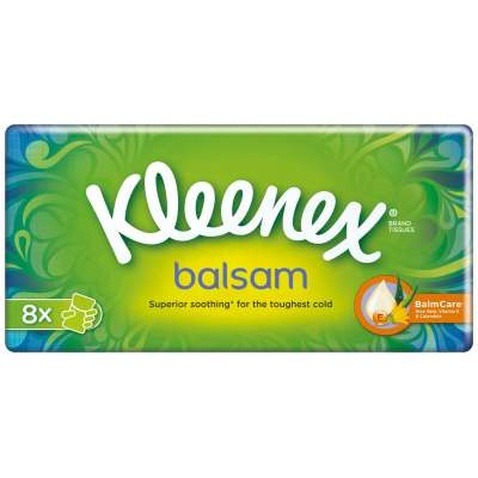 Серветки косметичні Kleenex Balsam тришарові 8 пачок по 10 шт. (5029053002033)