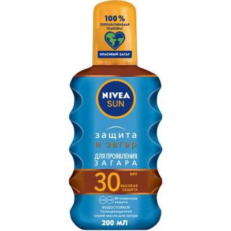 Засіб для засмаги Nivea Сонцезахисна олія Захист та засмага SPF 30 200 мл (4005800118784)