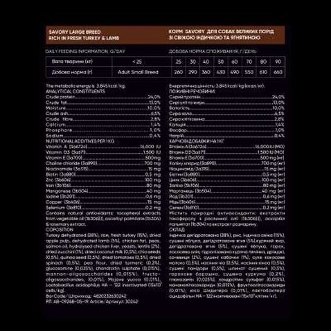 Сухий корм для собак Savory Large Breeds rich in Fresh Turkey and Lamb 12 кг (4820232630242)