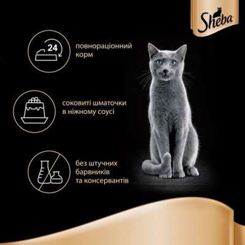 Вологий корм для кішок Sheba cig POU з лососем у соусі 85 г (4770608257279)
