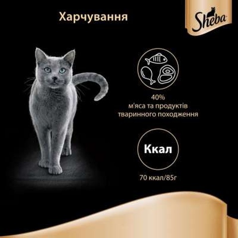 Вологий корм для кішок Sheba cig POU з лососем у соусі 85 г (4770608257279)
