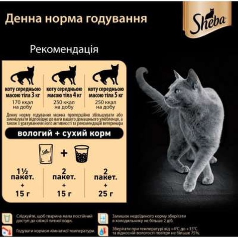 Вологий корм для кішок Sheba cig POU з лососем у соусі 85 г (4770608257279)