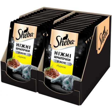 Вологий корм для кішок Sheba cij POU з куркою в желе 85 г (4770608257224)