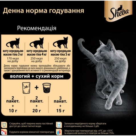Вологий корм для кішок Sheba cij POU з куркою в желе 85 г (4770608257224)