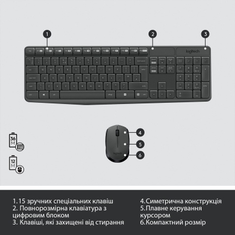 Комплект Logitech MK235 Wireless UA (920-007931)