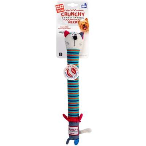 Іграшка для собак GiGwi Crunchy Кіт з хрусткою шиєю та пискавкою 28 см (75046)