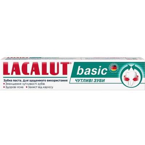 Зубна паста Lacalut Basic Чутливі зуби 75 мл (4016369693155)