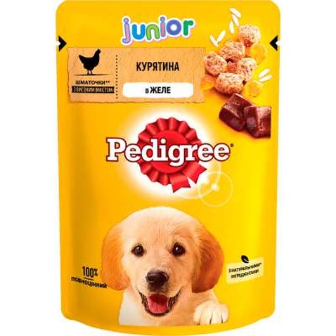 Вологий корм для собак Pedigree Junior Курка з рисом у желе 100 г (5900951017247)