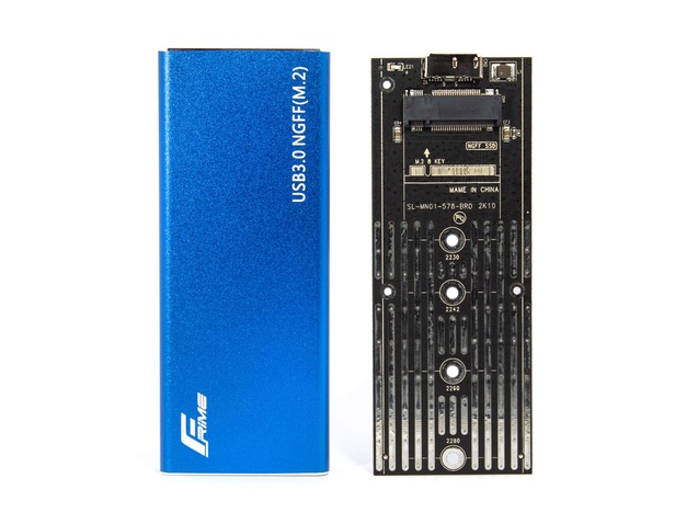 Кишеня зовнішня Frime M.2 NGFF SATA, USB 3.0, Metal, Blue (FHE202.M2U30)