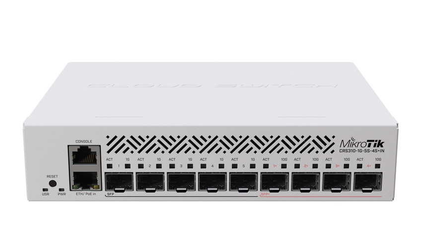 Комутатор MikroTik CRS310-1G-5S-4S+IN (1xGE LAN, 5xSFP, 4xSFP+, CPU ARM v7, RAM 256Mb)