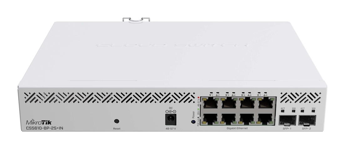 Комутатор MikroTik CSS610-8P-2S+IN (8xGE PoE, 2xSFP+, max PoE 140W, SwOS)