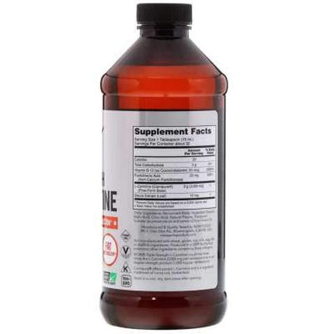 Вітамін Now Foods L-Карнітин, 3000 мг, Рідкий з цитрусовим смаком, L-Carnitine (NOW-00064)