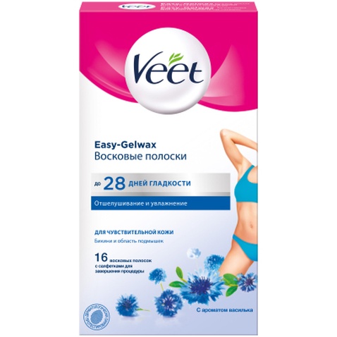 Воскові смужки Veet для чутливої шкіри лінії бікіні та області під пахвами 16 шт (4640018991929/4680012390977)