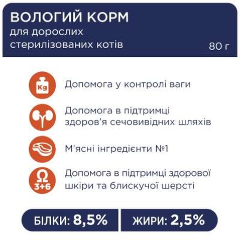 Вологий корм для кішок Club 4 Paws для стерилізованих в желе з куркою 80 г (4820083908934)