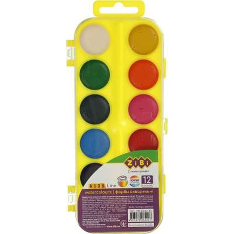 Фарби для малювання ZiBi KIDS Line Водорозчинні акварельні 12 кол. жовта (ZB.6544-15)