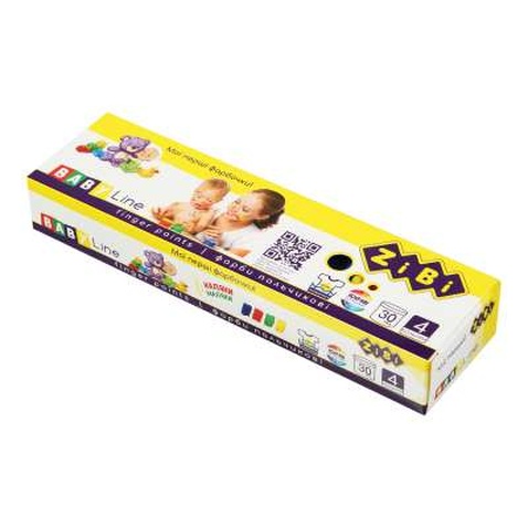 Фарби для малювання ZiBi Baby Line пальчикові 4 кольорів по 30мл (ZB.6564)