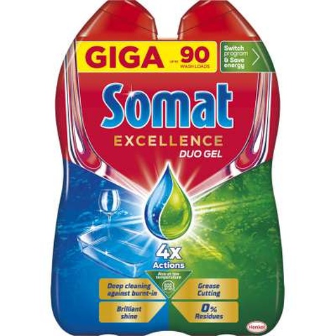 Гель для миття посуду в посудомийці Somat Excellence Duo Gel Антижир 810+810 мл (9000101577648)