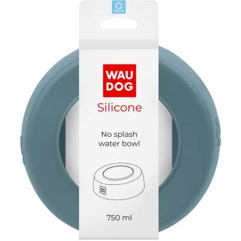 Посуд для собак WAUDOG Silicone Миска-непроливайка 750 мл сіра (507811)