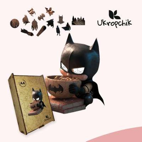 Пазл Ukropchik дерев'яний Супергерой Бетмен А3 в коробці з набором-рамкою (Batman Superhero A3)