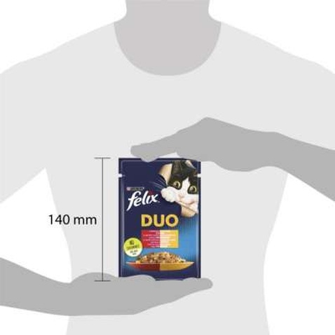 Вологий корм для кішок Purina Felix Fantastic Duo з яловичиною та птицею шматочки в желе 85 г (7613287027597)