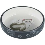 Посуд для котів Trixie Миска для короткомордих порід котів 300 мл/15 см (сіра) (4011905247847)