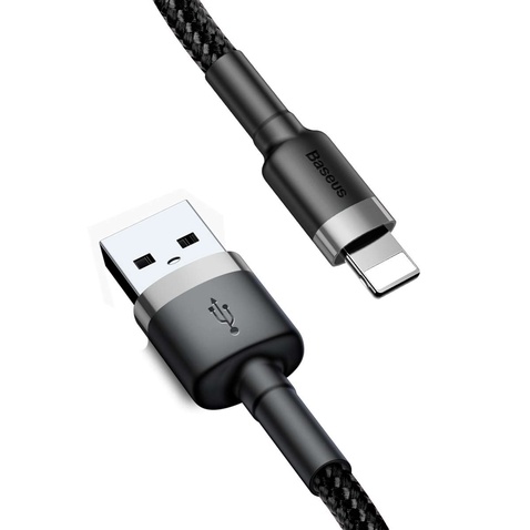 Кабель  Baseus Cafule Lightning USB 2.4 A 1m Black-Gray
