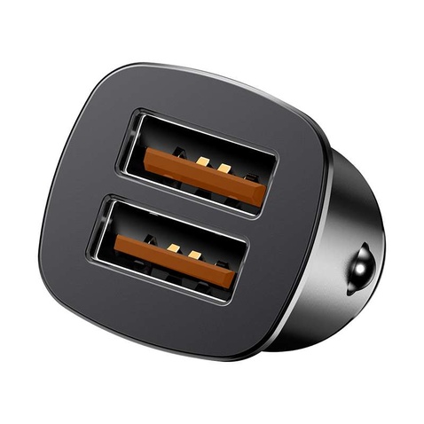 Автомобільний зарядний пристрій  Baseus Square metal A+A 30W USB-A Black