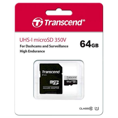 Карта пам'яті  Transcend 64GB microSDXC class 10 UHS-I U1 High Endurance (TS64GUSD350V)