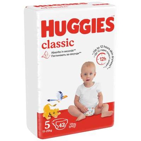 Підгузок Huggies Classic 5 (11-25 кг) Jumbo 42 шт (5029053543185)