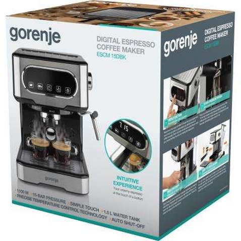 Ріжкова кавоварка еспрессо Gorenje ESCM 15D BK (ESCM15DBK)