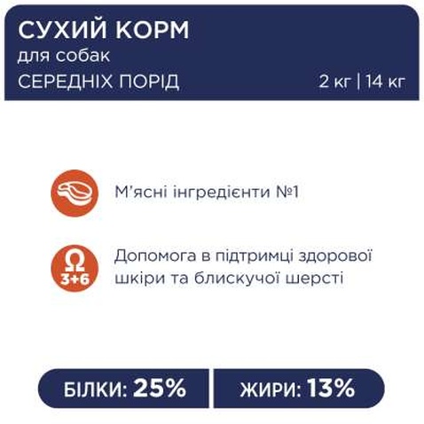 Сухий корм для собак Club 4 Paws Преміум. Для середніх порід 2 кг (4820083909702)