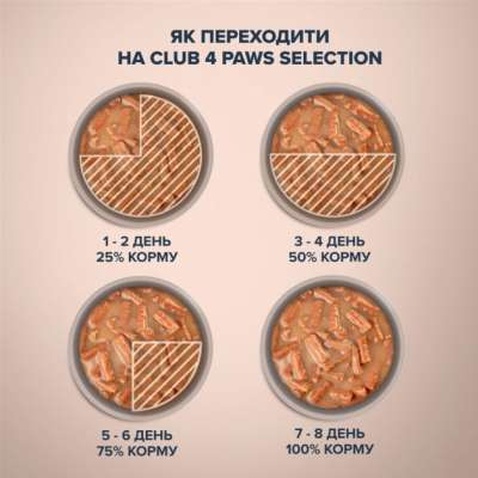 Вологий корм для кішок Club 4 Paws Selection Плюс Смужки з індичкою в крем супі з моркви 85 г (4820215368070)