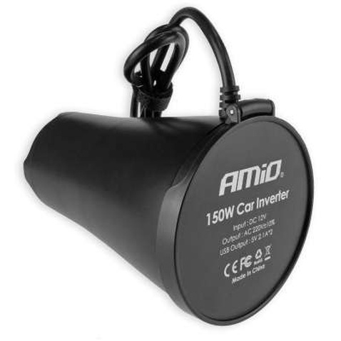 Автомобільний інвертор 12V/220V 150W (300W peak power), USB*2(5V/2.1A) AMiO (AMiO_02469)