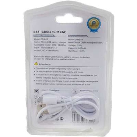 Зарядний пристрій для акумуляторів Beston BST-CD643 2slots for CR123A LiFePo + 2 акумулятора CR123A (AAB1885)