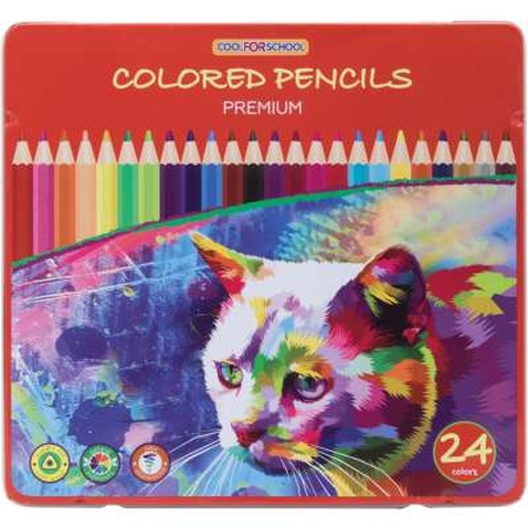 Олівці кольорові Cool For School Premium, тригранні,, 24 кольори (CF15180)