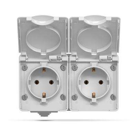 Розетка Videx BINERA IP65 зовнішня 2ая із заземленням сіра (VF-BNW22G-G)