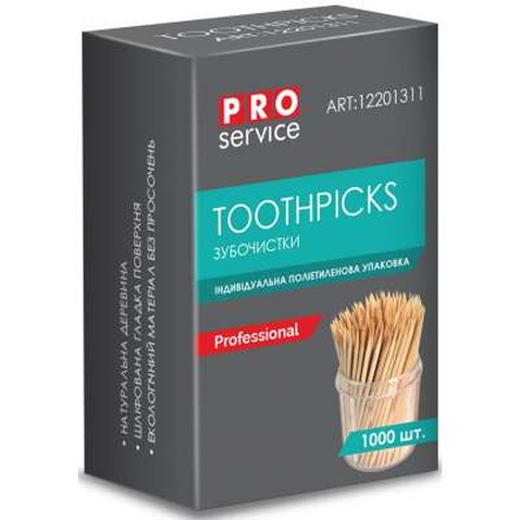 Зубочистки PRO service дерев'яні в індивідуальній упаковці 1000 шт. (4820143702328)