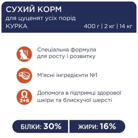Сухий корм для собак Club 4 Paws Преміум. Для цуценят з високим вмістом курки 2 кг (4820083909450)