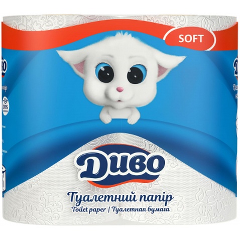 Туалетний папір Диво Soft 2-шаровий білий 4 шт. (4820003831915)