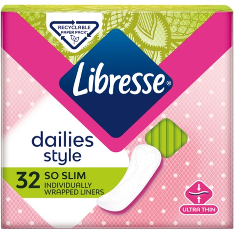 Щоденні прокладки Libresse Dailyfresh Normal в индивидуальной упаковке 32 шт (7322540758191)