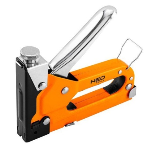 Степлер будівельний Neo Tools 3 в 1, 4-14 мм, тип скоб G, L, E, регулювання забивання скоб (16-031)